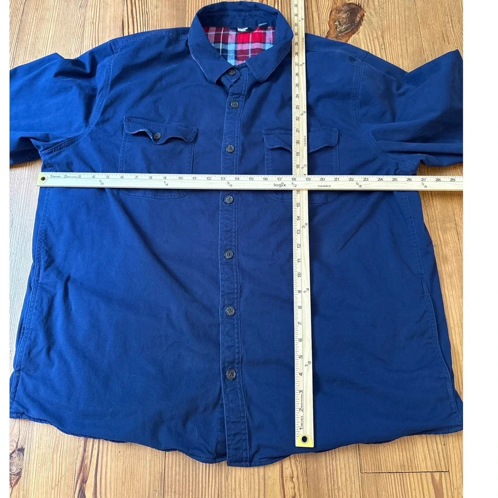 Lands' End Shirt Jacket Mens Blue Flannel‎ Lined Twill Workwear SIZE XXL